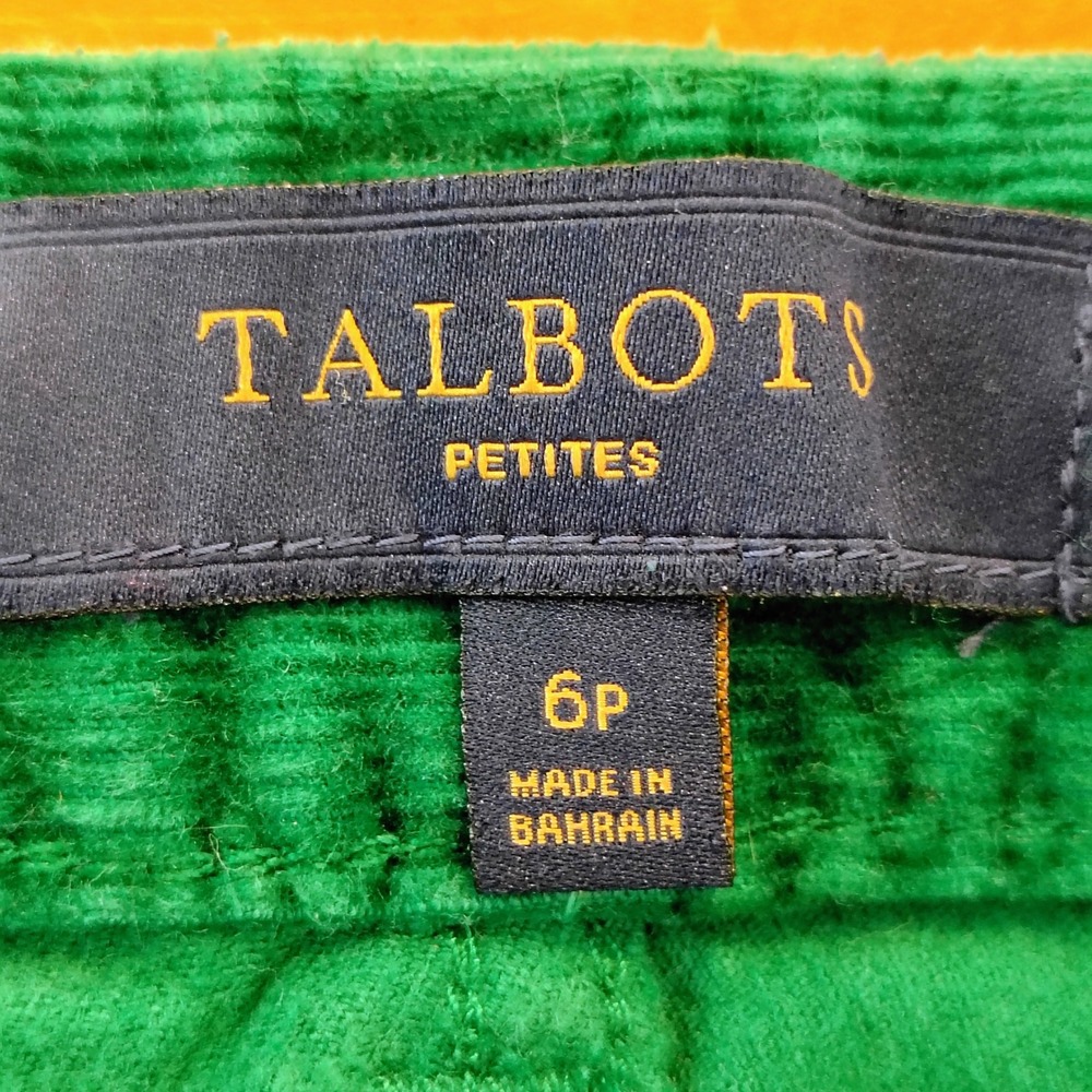 Talbots Petites Curvy Straight Leg Corduroy Pants Green 6P Stretch 05/12 fun - Picture 6 of 11